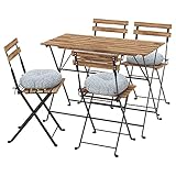 Ikea TÄRNÖ Tisch+4 Stühle, Outdoor, schwarz/hellbraun gebeizt/Klösanblau