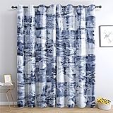 THYUNQ Vorhänge Abstrakte Kunst Motiv, Vorhang Blickdicht Verdunklungsvorhänge mit Ösen - Gardinen Wohnzimmer Schlafzimmer Fenster, 2er Set Curtains, H 200 x B 140 cm