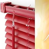 Kunststoff-Jalousie Breite 120 cm x 160 cm Höhe in Lamellenfarbe 03 / rot / PVC-Jalousien PVC-Jalousette Jalousetten aus Plastik 120x160 red