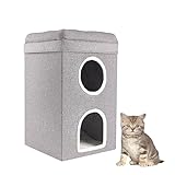 Katzenbett Höhle, Katzenzelt Katzenhäuschen Katzenkorb, Doppelschicht Katzen Schlafplatz für Kleine bis Mittlere Größe Katze (Gray-Doppelschicht)
