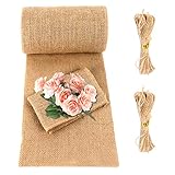 AOMIAO Jute Tischläufer - 10m x 20cm Beige Juteband Tischband, Jute Tischläufer Rolle, Natur Juteläufer Jutestoff für Tischdeko Hochzeit, Kommunion und Taufe | Strapazierfähig und Umweltfreundlich