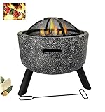 MaxxGarden Moderne Feuerschale - Feuerstelle für Garten, Balkon & Terrasse - Gartenkamin Feuerstelle - Zum Grillen - Mit Funkenschutz - Zum Entspannen - Ø45cm - Anthrazit