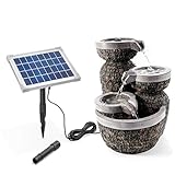 Solar Gartenbrunnen Bowl Fountain - extragroßes 5 Watt Solarmodul, Solarpumpe mit Direktbetrieb - 380 x 420 mm - Springbrunnen Wasserspiel Kaskadenbrunnen Garten Deko Solarbrunnen, esotec 101311
