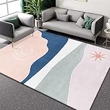 DJHWWD Rug Salon Teppich Blau Abstraktes Streifen Muster Studie Mehrere Größen Waschbarer Teppich Kinderzimmer 200X300Cm Zimmer Teppich 6Ft 6.7''X9Ft 10.1''