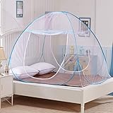 Gjnzby Pop-Up-Moskitonetz, tragbares Zelt-Reise-Doppeltür-Reißverschluss-Bettnetz, einfache Installation, feines Netz, for Schlafzimmer-Camping im Freien (Color : Pink, Size : 150 * 200 * 150cm)