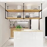 DangLeKJ Deckenregal – Lagerregal und Regale aus Massivholz und schwarzem Eisen, Küche, Topf, Pfanne, Bar, Weinhalter, Blumenständer, Deckenregal (Größe: 80 x 30 x 80 cm) (60 x 30 x 80 cm Null)