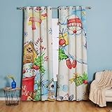 Gardinen Blauer Weißer Schneemann Vorhänge Thermal Verdunklungsvorhänge Vorhang Blickdicht Curtains for Living Room Bedroom 2 Stücke Gardinen mit Ösen 2x85x200 cm