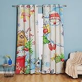 Gardinen Blauer Weißer Schneemann Vorhänge Thermal Verdunklungsvorhänge Vorhang Blickdicht Curtains for Living Room Bedroom 2 Stücke Gardinen mit Ösen 2x85x200 cm