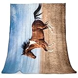 GIAPB Weiche Überwurfdecke für Couch,dekorative Decke,Mikrofaserdecken,Decken für Frauen,59x39.3 in,Braunes Pferd