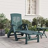 Tidyard Klappliege mit Rollen, Liegestuhl, Sonnenliege mit Verstellbarer Rückenlehne und Fußstütze, Liegestuhl für Terrasse, Garten, Pool, Grün PP