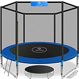 KESSER® - Trampolin Ø 305 cm | TÜV SÜD GS Zertifiziert | Komplettset mit Sicherheitsnetz, Leiter, Randabdeckung & Zubehör | Kindertrampolin Gartentrampolin Belastbarkeit 150 kg