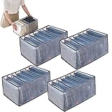 4 Stück Kleiderschrank Ordnungssystem für Jeans Hosen Hemden, Aufbewahrungsboxen Schubladenbox im Kleiderschrank Schubladen Kommode , Kleideraufbewahrung Organizer Box | 20x36x25 cm*7 Staufächer