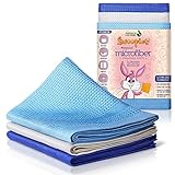 Swoopies® [3er Set Professionelle Mikrofasertücher | Langlebige Reinigungstücher mit nur Wasser Streifen/Fusselfrei | Ultra weiche & große Tücher für Küche, Bad, Fenster, Auto | 60x40cm | Blau