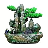 Zimmerbrunnen Zimmerbrunnen Tischbrunnen Natürlicher Wasserfall Brunnen Gefälschter Baum Kreative Innensimulation Harz Steingarten for Büro Zuhause Schreibtischdekoration Desktop Brunnen für Büro Schl