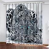 GSKOQD Vorhang Blickdicht Ösenschal Verdunkelungsvorhang Digitaldruck 3D Cartoon-Tier-Leopard Gardinen Wohnzimmer Schlafzimmer Thermovorhang Deko Vorhänge 2Er Set - 280X260Cm (B X H)