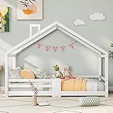 Moimhear Kinderbett, Hausbett 90 x 200 cm, Kleines Hausdesign, Kiefernholz Haus Bett for Kids