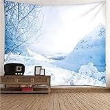 BCughia Wandteppich Groß, Wand Tuch Weiss Polyester Schneeszene Wandteppich 300x260cm (118' x 102') Wanddeko Geschenk