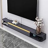 Wand-Hängeschrank, schwebender TV-Ständer aus Holz, matt, Wandmontage, TV-Medienkonsole für Wohnzimmer, Schlafzimmer, TV-Komponentenregal/Grau/140 x 21,8 x 16 cm/Grau/140 x 21,8 x 16 cm