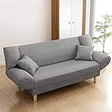 Futon Sofa Bed Convertible Sofa Couch Sleeper Modern Linen Fabric Sofa Bed with Adjustable Backrest/Solid Wood Legs Home Recliner Couch Home Living Room A (B)