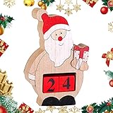 qiyifang Holz Weihnachten Adventskalender | DIY Weihnachten Countdown Kalender Dekor mit Zahlen Blöcken | Weihnachtsmann Rentier Schneemann Countdown Kalender Figuren für Zuhause