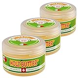 Renuwell 3 x 250 ml Holz-Butter Möbelpflege Holzpflege 100% Lebensmittelecht Spar-Set