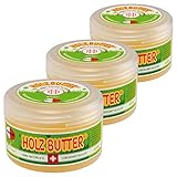 Renuwell 3 x 250 ml Holz-Butter Möbelpflege Holzpflege 100% Lebensmittelecht Spar-Set