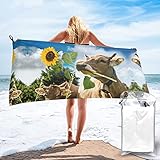 BAAROO Badetücher mit Kuhmotiv, groß, weich, saugfähig, personalisierbar, schnelltrocknend, 130 x 80 cm, Braun