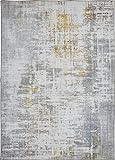 Luxor Living Vintage Teppich modern, moderner Digitaldruck, flach, gekettelt, farbecht, Designteppich für Innen, Farbe:Creme - Senfgelb, Größe:155 x 230 cm