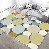 DJHWWD Teppischsclafzimmer Teppiche Fürs Kinderzimmer Teppich Dekoration Gelb Kreis Geometrisches Muster Esszimmer 80X160Cm Küche Teppich Gelb