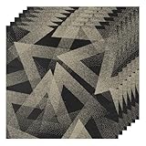 Schwarz Grau Dreieck Stoffservietten 6er Set, abstraktes Design Baumwollmischung, waschbar und wiederverwendbar, Tischservietten für Hotel, Restaurant, Hochzeiten, Partys, 50,8 x 50,8 cm