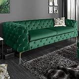 Invicta Interior Extravagantes Samt Sofa MODERN BAROCK 240cm smaragdgrün 3-Sitzer Chesterfield Design 3er Couch