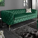 Invicta Interior Extravagantes Samt Sofa MODERN BAROCK 240cm smaragdgrün 3-Sitzer Chesterfield Design 3er Couch