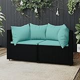 CIADAZ Garten-Ecksofas mit Kissen, Lounge Gartenmöbel, Gartenlounge, Loungemöbel, Balkon Lounge, Sitzlounge Garten, Sitzecke Balkon, 2 STK. Schwarz Poly Rattan