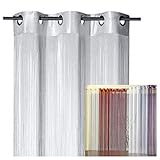 heimtexland ® Fadengardine Fadenvorhang mit Ösen Fadenstore Vorhang als Raumteiler Insektenschutz Perlenvorhang Gardie Typ123 (245x148, Silber)
