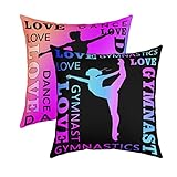 Loussiesd Dancer Dekorative Kissenhülle 2er Set Weich Love Gymnastics Square Kissenbezüge Set für Couch Sofa Schlafzimmer Wohnzimmer Ballet Kissenhülle Floor Exercises Kissenbezüge 40x40cm