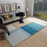 AU-OZNER Teppich Wohnzimmer weich Blauer Teppich, Sofa einfacher rutsch Fester Teppichesszimmer Teppich,Blau,80x150cm