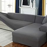 Zhongdalian Sofabezug, Eck Stretch-Sofabezug Stretch Sofabezug für 1/2/3/4 Sitzer（L-förmiges Ecksofa erfordert Zwei）