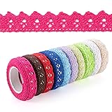 10 Rollen farbe Spitzenband Selbstklebende bunt borte Vintage Dekoband Spitze Bänder Bordüre Spitzenbort Stoffband Selbstklebend Bänder für Hochzeit Verzierung der Geschenke DIY Handwerk Tischdeko