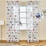 Topfinel Gardinen Kinderzimmer Halbtransparent Vorhang mit Ösen Vorhänge Kurz 2er Set 140 x 245 cm Blackout Curtains Kindervorhänge fur Junge mädchen