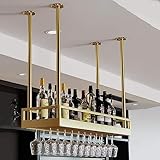 Decke Weinregal,Decke Weinglasregale,Deckenmontiertes Lagerregal,Einstellbare Höhe Umgedreht Weinflaschenhalter Weinglasregal,Retro Eisen Deckenregal,Weinregal,Schwimmende Regale,Mit Leitplanke ( Size