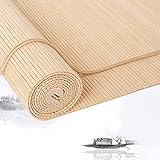 Natur Bambusrollo Retro Bambus Rollo Bambusrollos Outdoor Wetterfest Raffrollo Jalousien Holz Sonnenschutz Atmungsaktiv Bambus Rollos für Fenster Bambusrollo Aussenbereich Drinnen