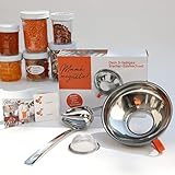 megusta!® Einmach-Set 3-teilig | Schöpflöffel Edelstahl | Trichter Edelstahl | für Marmelade, Gurkensud, Öl | feines Sieb | + Label für Einmachgläser