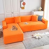 LJQAIZYL Sofa überzug L Form Rechts Links Sofabezug 2er Set Couch überzug Ecksofa Sofaüberwurf Elastische 1 2 3 4 Sitzer Jacquard Couchbezug Sofahusse Antirutsch Sofa Cover,Orange-4seats+4seats