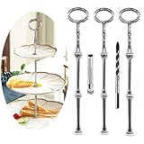 Anyasen etageren stangen Set Silber Etagere bausatz Etagere etagen etageren stäbe Etagere bausatz Stange für Etagere metallstangen für Etagere metallstangen für Etagere (Oval) (Silber, 3 Stück)