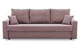 BETTSO -Sofa mit Schlaffunktion und Bettkasten, Couch für Wohnzimmer, Schlafsofa Federkern Sofagarnitur Polstersofa Wohnlandschaft mit Bettfunktion - 223 x 90 x 75 cm KIOTO Slim (Rosa)