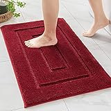 MIULEE Badematten rutschfeste Badvorleger Badteppich Duschmatte Weich und Saugfähig badezimmerteppich Waschbar Maschine Waschbar Teppiche Geeignet für Bad Dusche und Toilette 40x60 cm Rot