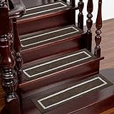WayCossy Treppenstufen für Holzstufen, 20.3x76.2 cm, rutschfest, für den Innenbereich, Treppenläufer zum Abziehen und Aufkleben, Treppenhaus-Teppiche für ältere Menschen, braun, quadratisch