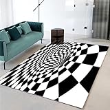 RUGMRZ kurzflor Teppich deko mädchenzimmer Schlafzimmer rechteckiger Teppich Esszimmerteppich schwarz weißer Teppich rutschfest flokati Teppich Rugs 140x200cm