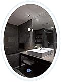 Schminkspiegel, LED-beleuchteter Badezimmer-Wandspiegel, verstellbare Warmweiß-/Tageslichtbeleuchtung, Anti-Beschlag-Touch-Taste, wasserdichte Wand-Kosmetikspiegel (Farbe: weiße Lichter, Größe: 80 x