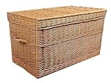 Truhe aus Weide braun Länge: 50 cm/mit Griffen 60 cm, Breite: 35 cm, Höhe: 35 cm Korbtruhe Weidenkorb Weidentruhe Spielzeugbox Koffer Wäschetruhe (50)